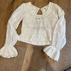 Free People White Crochet Top